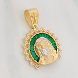 Dije Rostro Cristo 7.55g / 1 1/2 in Dos Oros Amarillo Blanco 18K