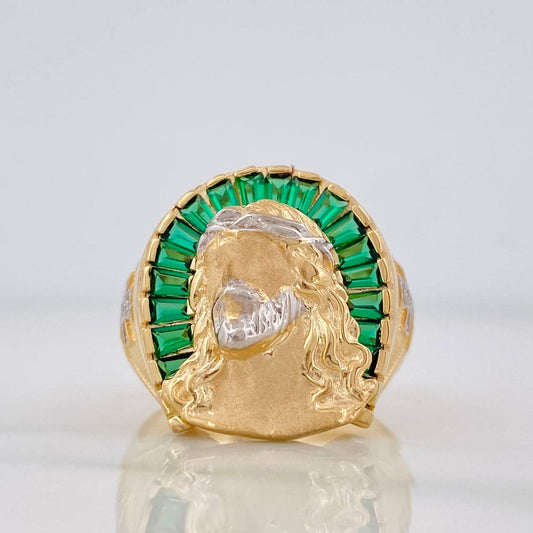 Christ Face Ring 9.75g / Size 10 1/4 Two-Tone Yellow White Gold 18K