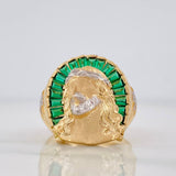 Christ Face Ring 9.75g / Size 10 1/4 Two-Tone Yellow and White Gold 18K