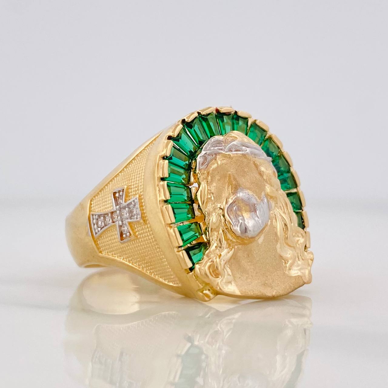 Christ Face Ring 9.75g / Size 10 1/4 Two-Tone Yellow and White Gold 18K