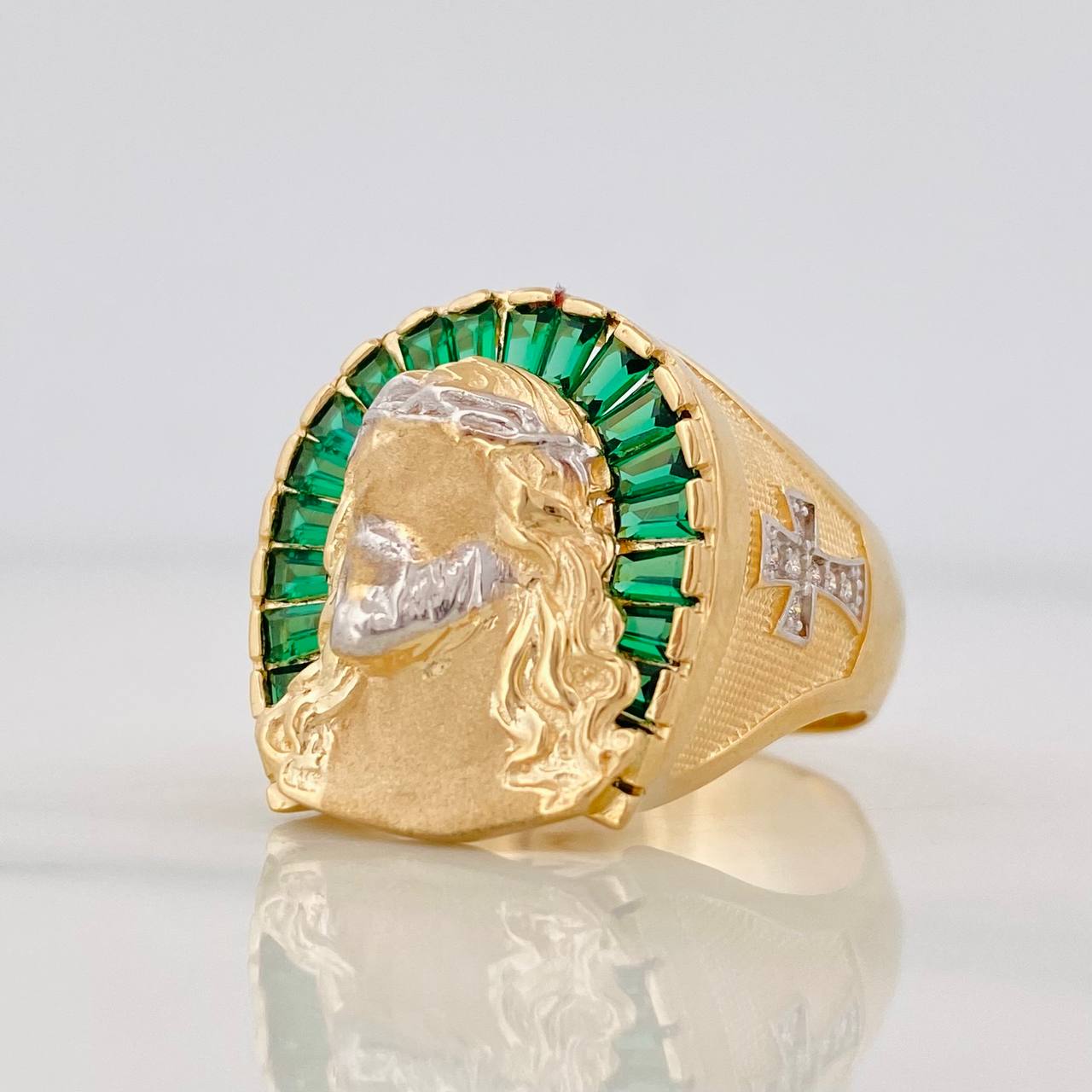 Christ Face Ring 9.75g / Size 10 1/4 Two-Tone Yellow and White Gold 18K