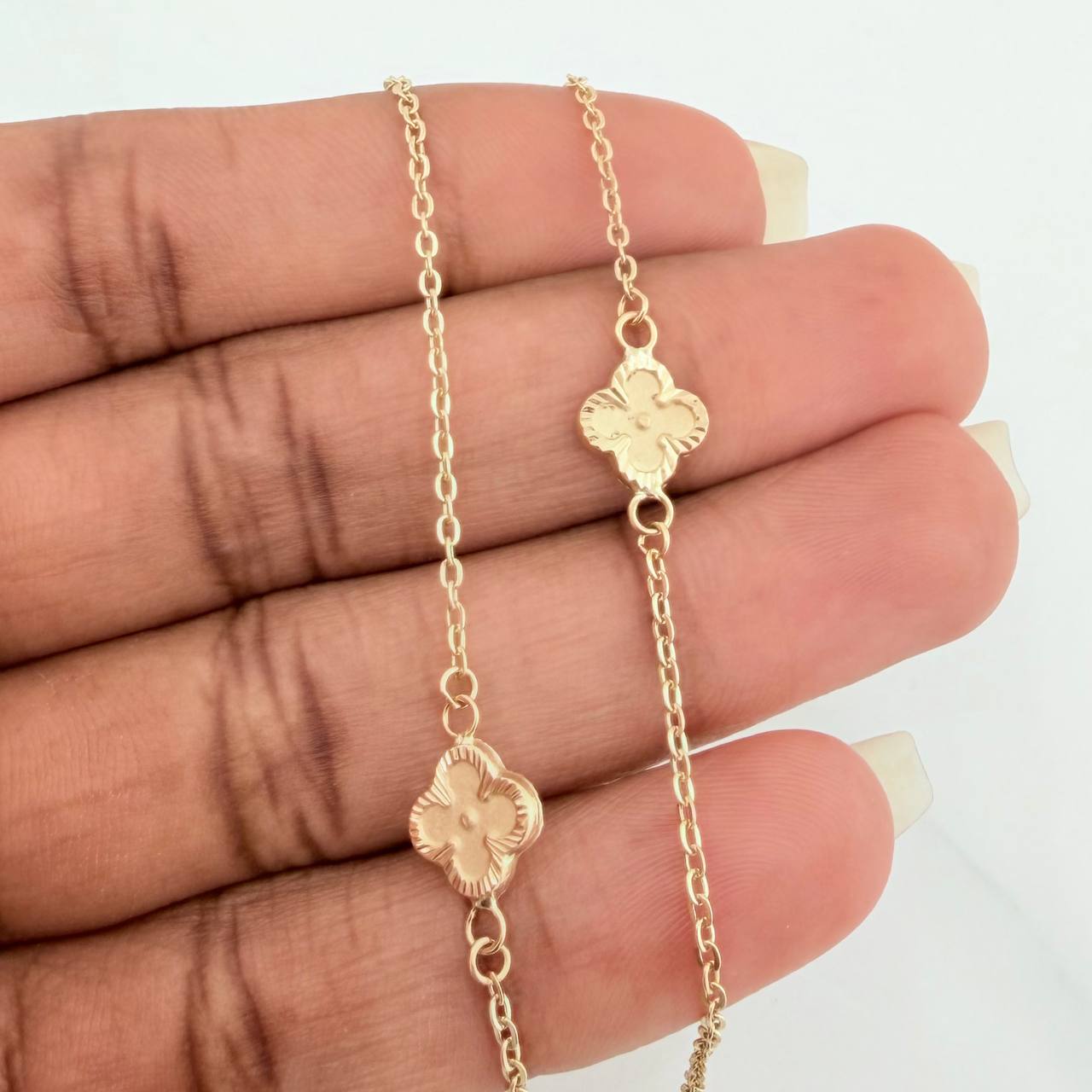 Cadena Trebol Aro Seguido 3.7gr / 18 1/4 in / 1mm Oro Amarillo 18K %