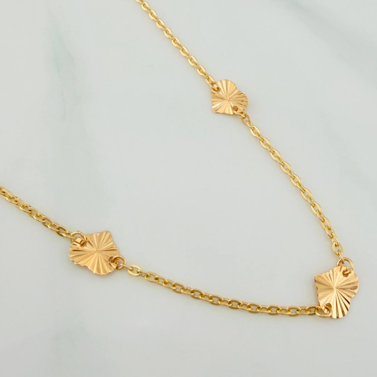 Cadena Corazones Aro Seguido 3.3gr / 16 1/4 in / 1.4mm Oro Amarillo 18K %