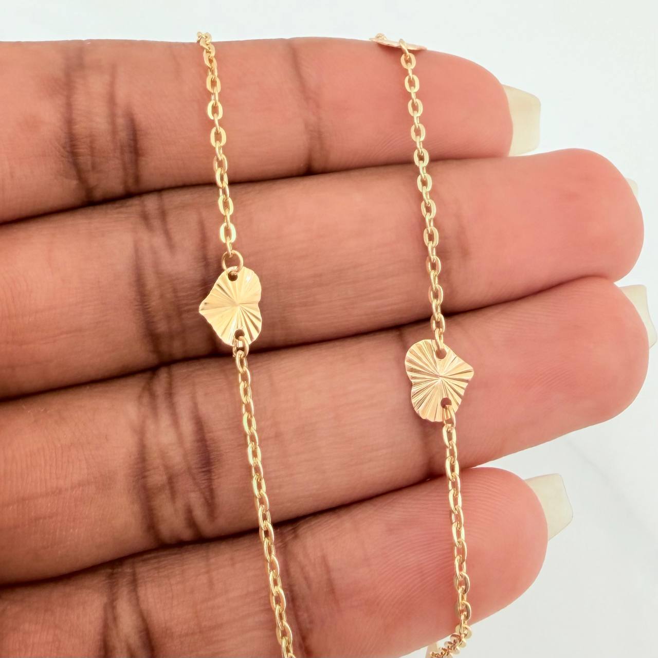 Cadena Corazones Aro Seguido 3.3gr / 16 1/4 in / 1.4mm Oro Amarillo 18K %