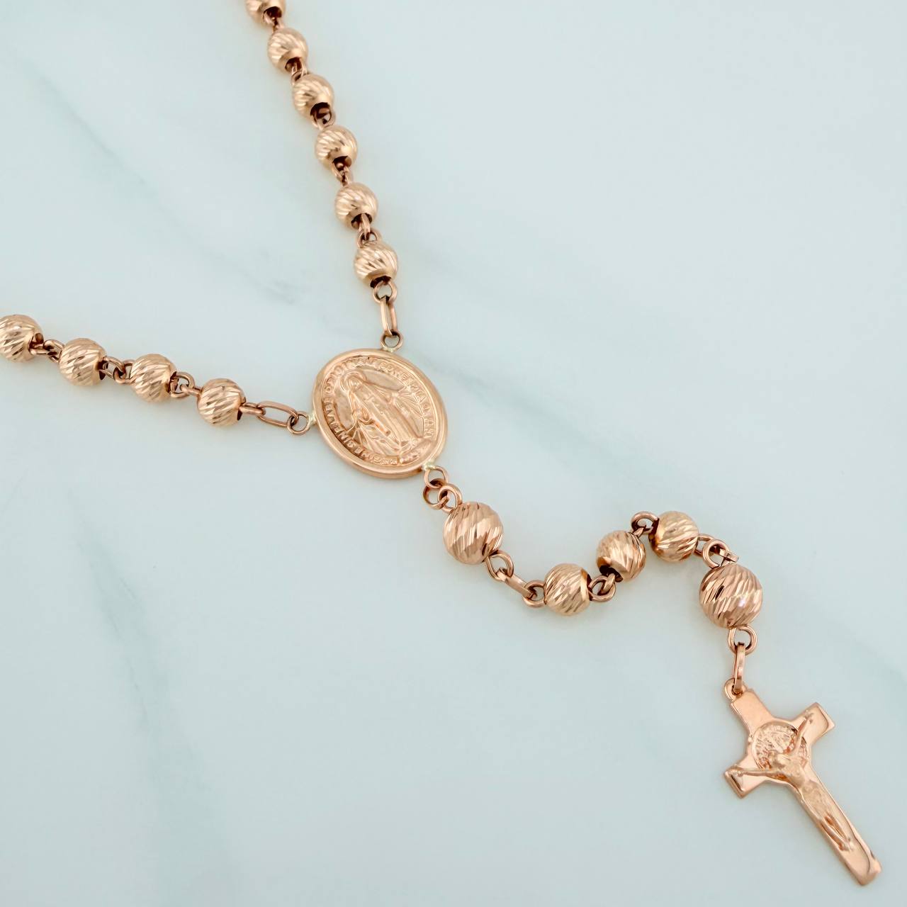 Rosario Virgen Milagrosa 15.95gr / 15 3/4 in / 5mm-6mm Oro Rosa 18K %