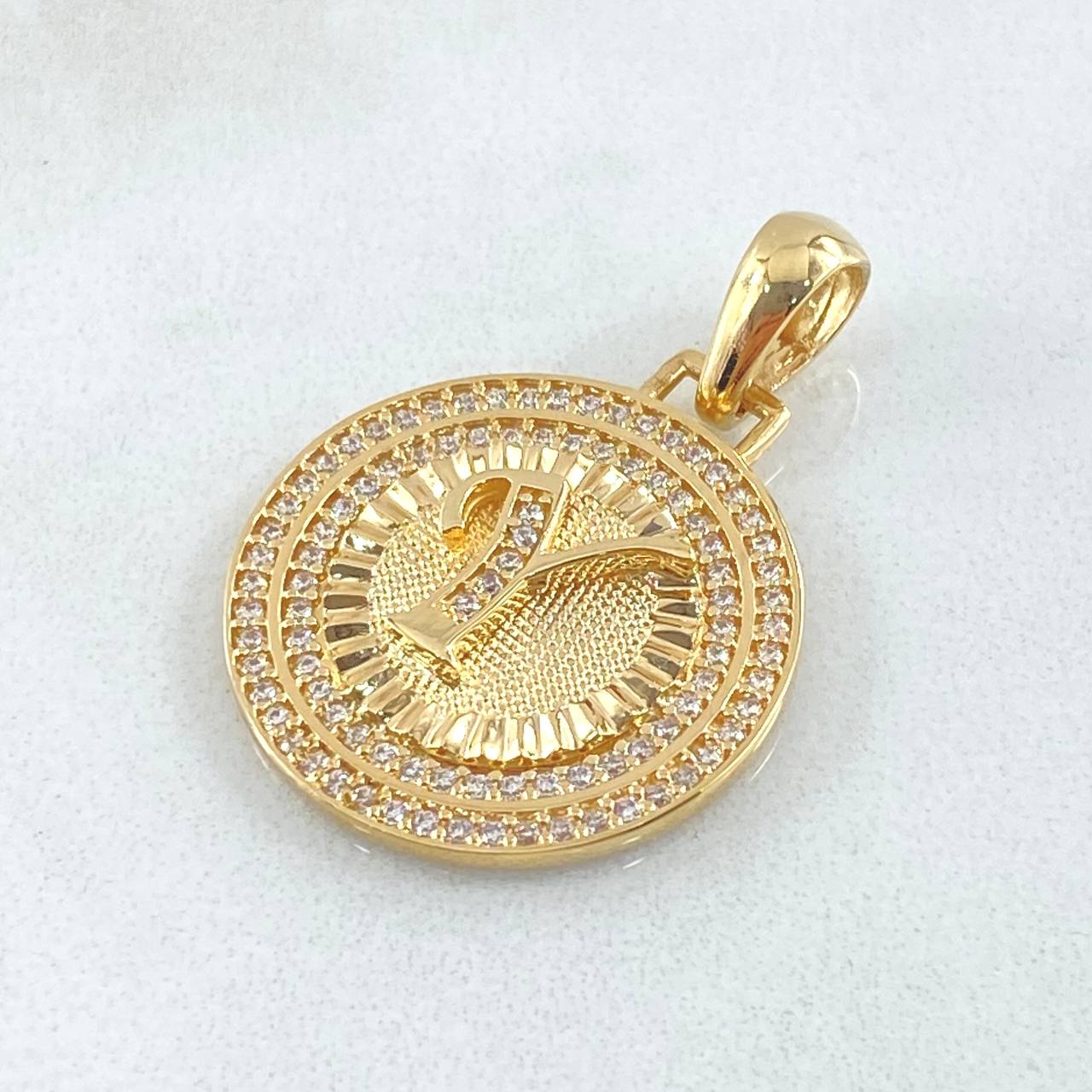 Dije Medalla Letra Y 4.65gr / 1 1/4 in / Oro Amarillo 18K *