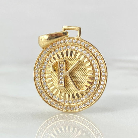 Dije Medalla Letra K 4.9g / 1 1/4 in Oro Amarillo 18K
