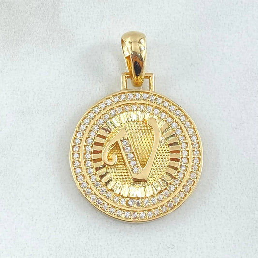 Dije Medalla Letra V 4.7gr / 1 1/4 in / Oro Amarillo 18K