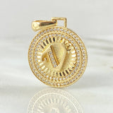 Dije Medalla Letra V 4.7gr / 1 1/4 in / Oro Amarillo 18K