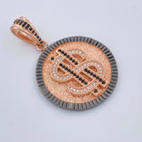 Dije Signo Peso 8.35gr / 1 3/4 in / Dos Oros Negro Rosa 18K %