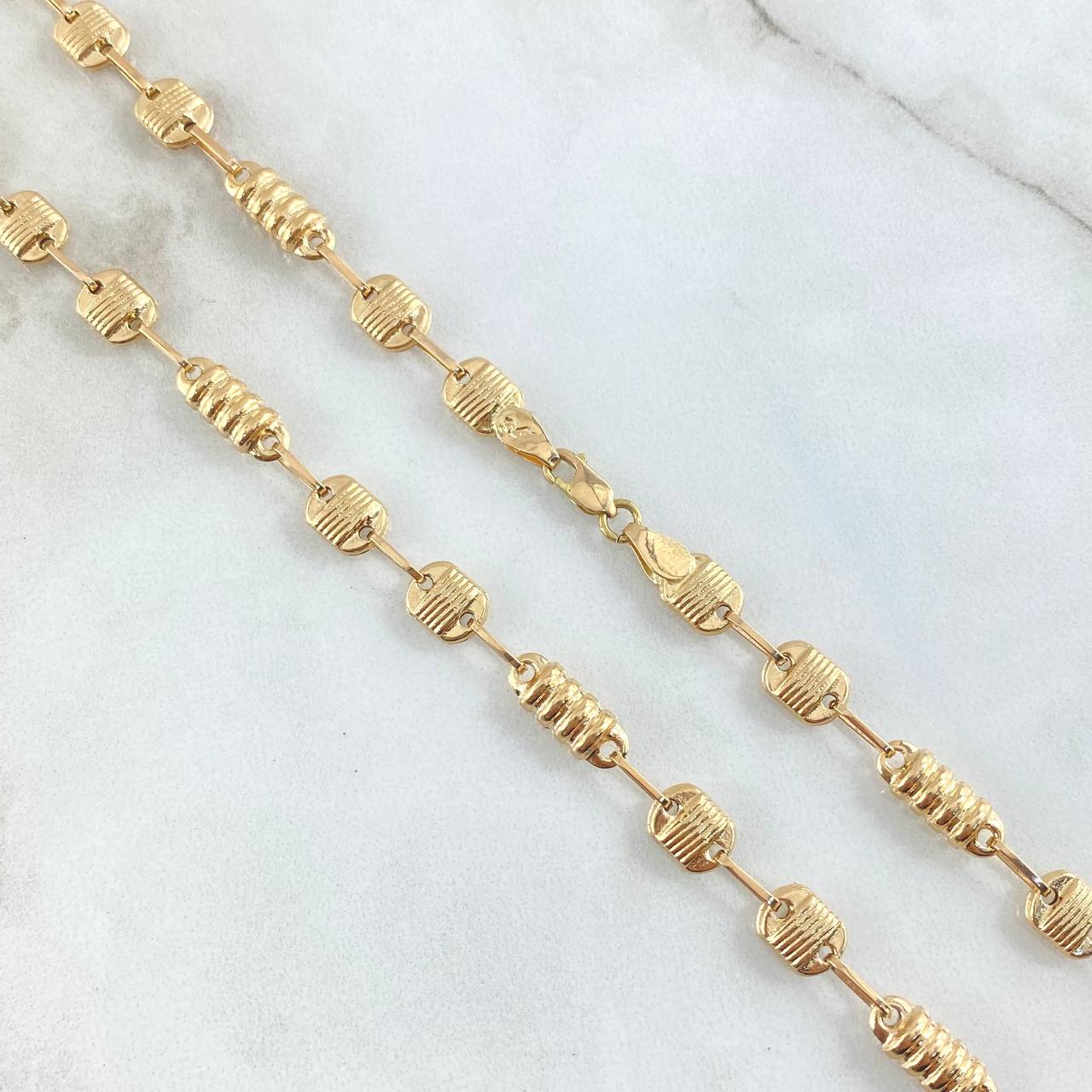 Rustic Canotilla Chain 2x1 10.3gr / 19.7in / 4.6mm Striped 18K Gold ©
