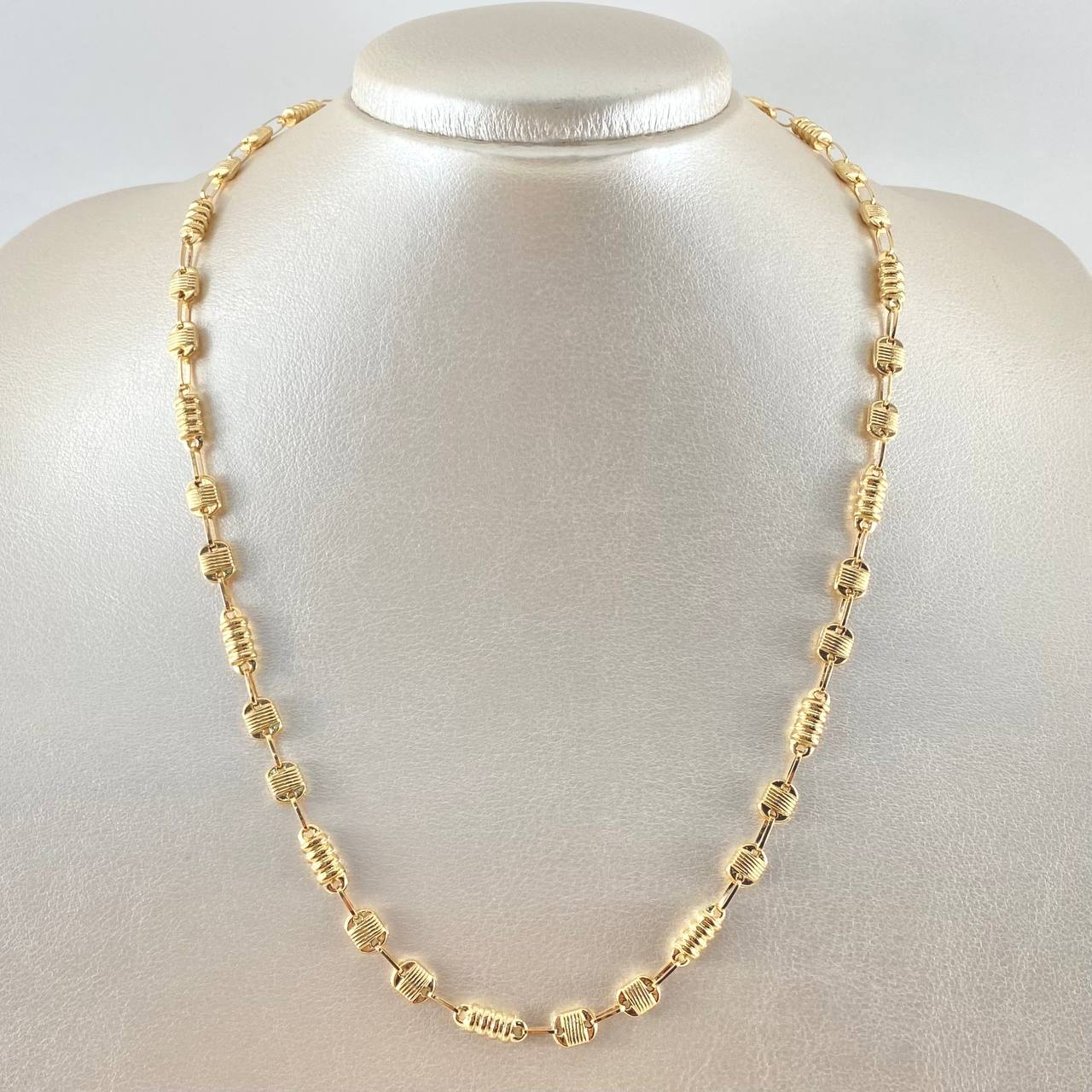 Rustic Canotilla Chain 2x1 10.3gr / 19.7in / 4.6mm Striped 18K Gold ©