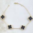 Pulso Aro Seguido Trébol 6.65gr / 18cm-20cm / 1.5mm Gradual Onix Negro Oro Amarillo 18K *
