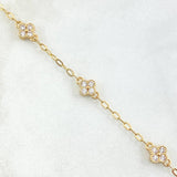 Pulso Aro Seguido Flor 3.05gr / 16cm-18cm / 1.5mm Gradual Circones Blancos Oro Amarillo 18K *