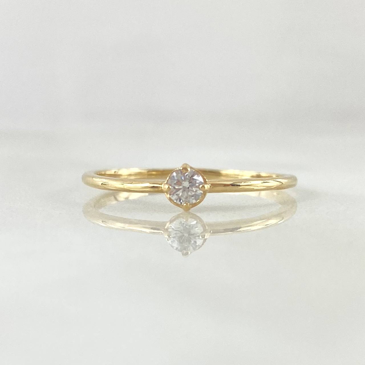 Ring Solitaire Smooth 1.15gr / T6 3/4 / White Zircon Yellow Gold 18K *