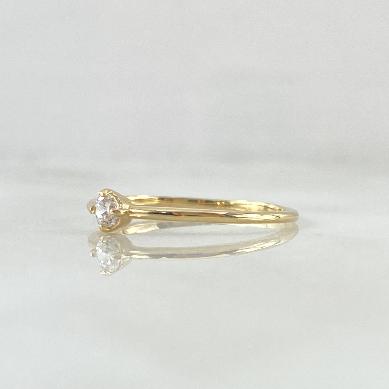 Ring Solitaire Smooth 1.15gr / T6 3/4 / White Zircon Yellow Gold 18K *
