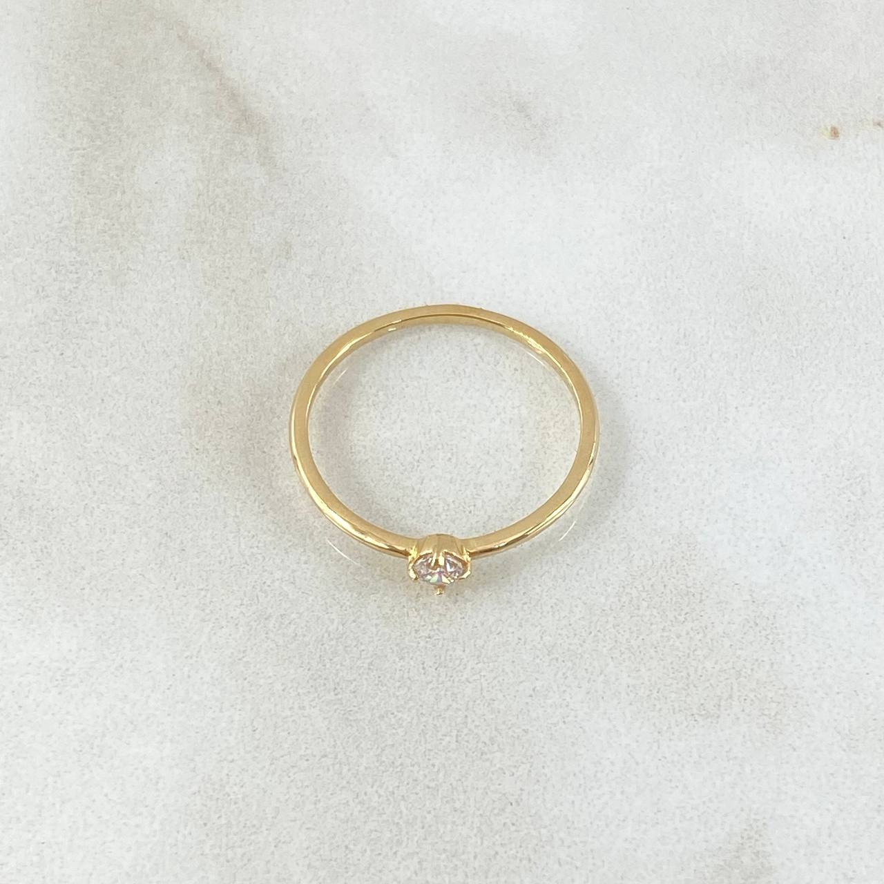 Ring Solitaire Smooth 1.15gr / T6 3/4 / White Zircon Yellow Gold 18K *
