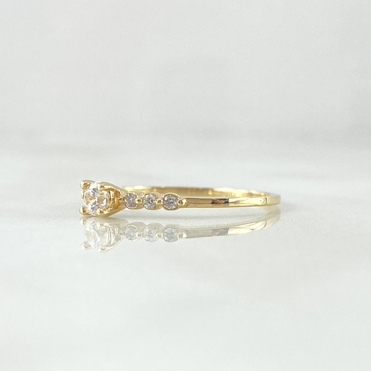 Ring Solitaire Half Churumbela 1.05gr / T5 1/2 / White Zircons Yellow Gold 18K *