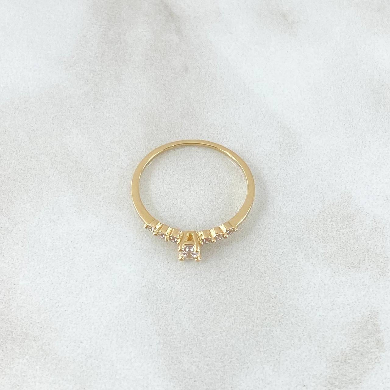 Ring Solitaire Half Churumbela 1.05gr / T5 1/2 / White Zircons Yellow Gold 18K *