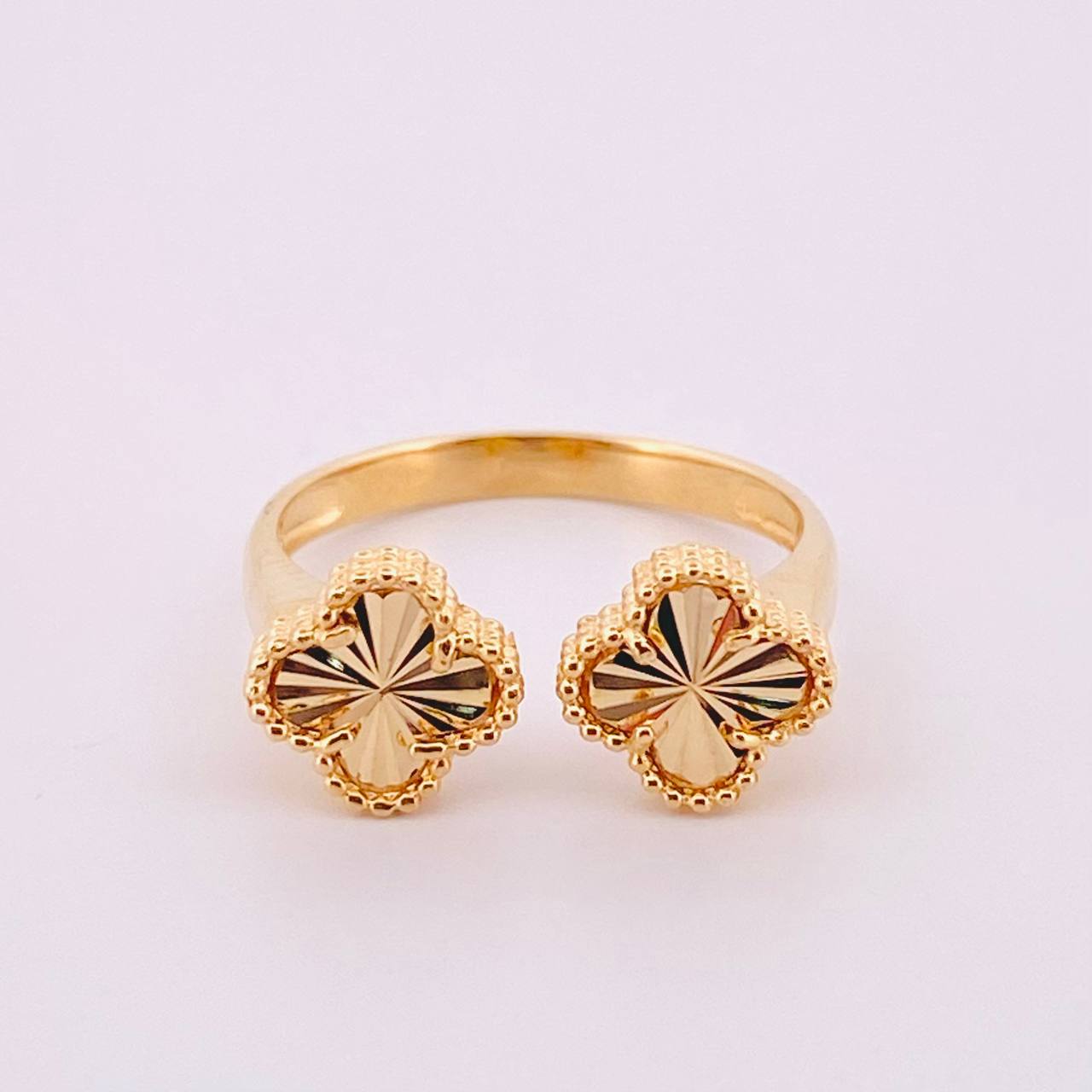 Anillo Dos trebol 2.7gr / T5 1/4 / Oro Amarillo Nac.Esp. 18K