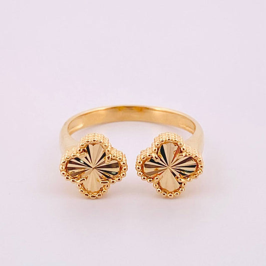 Anillo Dos trebol 2.7gr / T5 1/4 / Oro Amarillo Nac.Esp. 18K