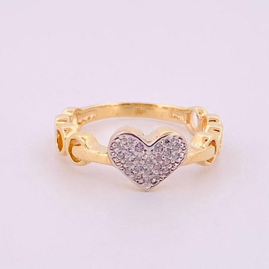 Anillo Corazon 2.75gr / T6 / Dos Oros Amarillo Blanco 18K