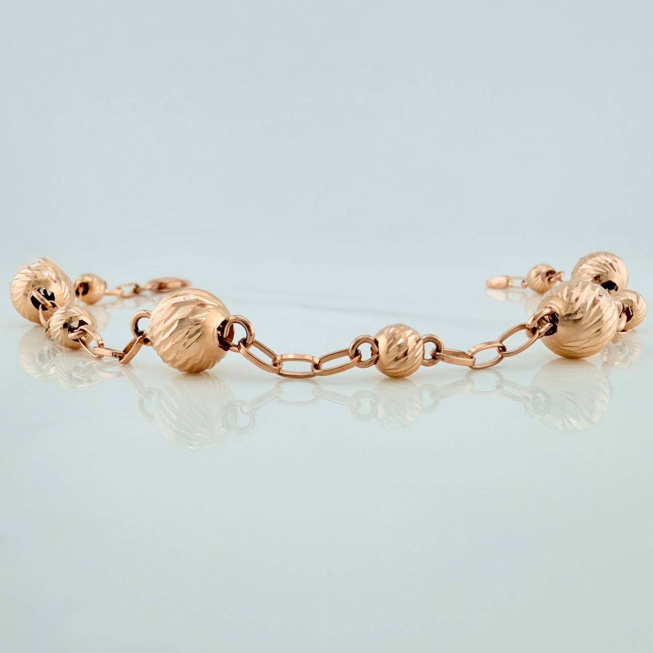 Pulso Tipo Militar 4.3gr / 7 3/4 in / 8mm-5mm Oro Rosa 18K %