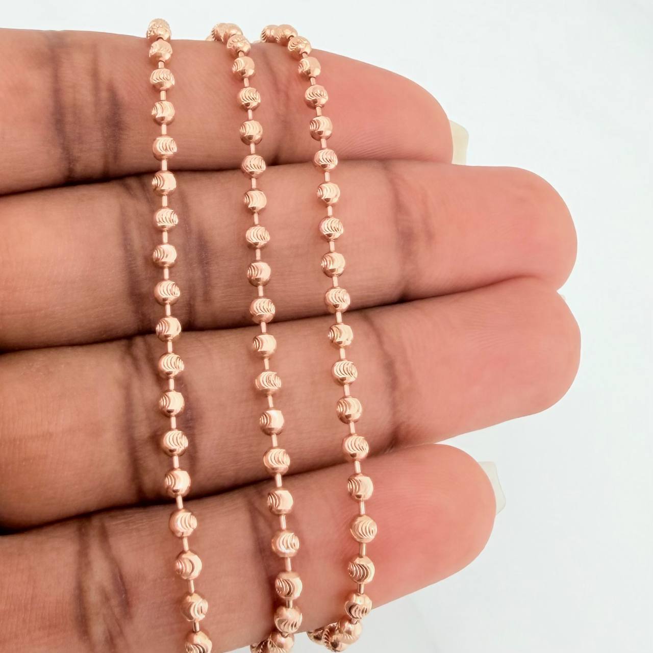 Cadena Militar Media Luna 21.4gr / 28 1/4 in / 3mm Oro Rosa 18K %