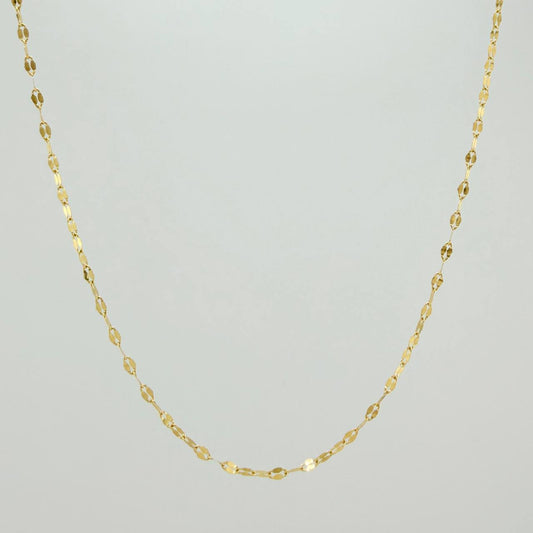 Mirror Flower Chain 1.15gr / 23 3/4 in / 0.9mm Yellow Gold +3 18K %
