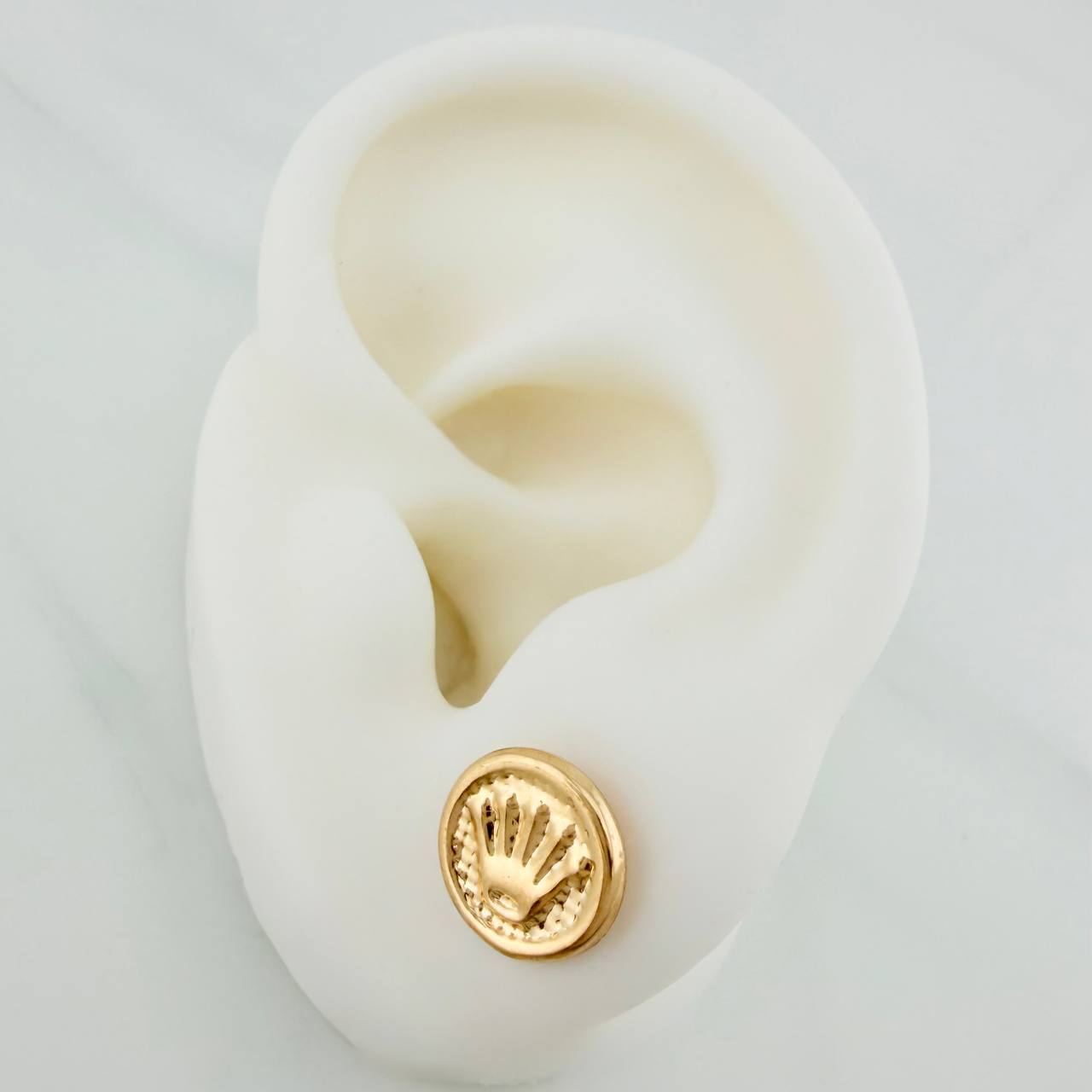 Crown Seal Stud Earrings 0.6gr / 8.9mm Yellow Gold 18K *