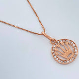 Set Cadena y Dije Veneciana + Corona 1.9gr / 17 3/4 in / 0.5mm Oro Rosa 18K %