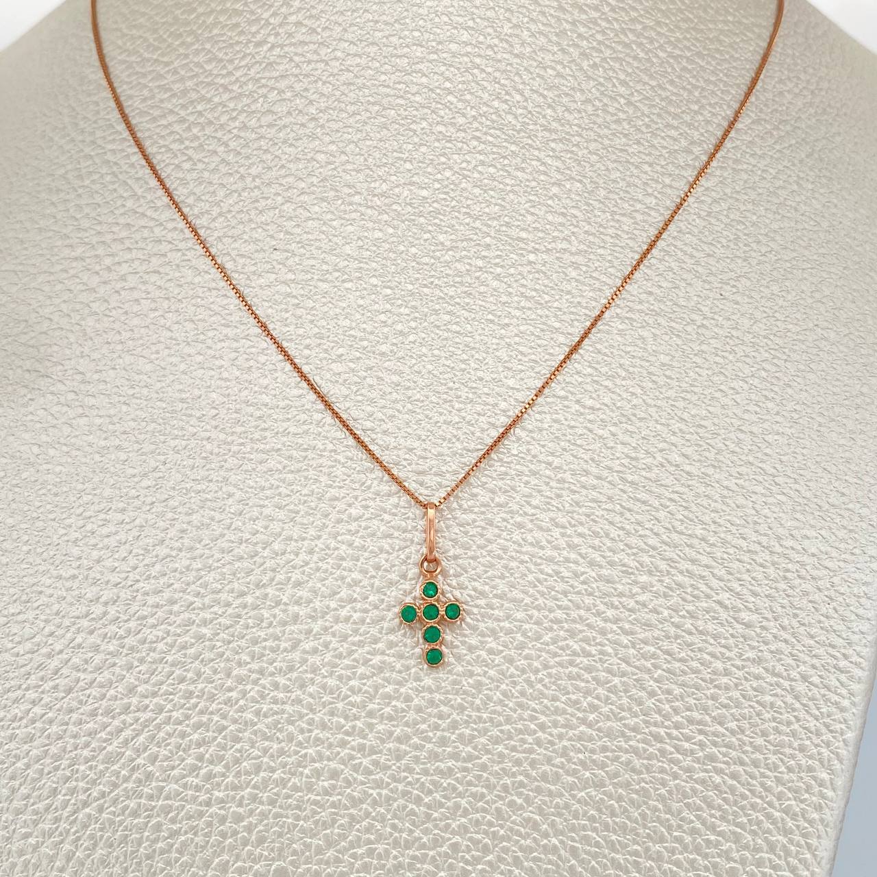 Set Cadena y Dije Veneciana + Cruz 1.75gr / 17 3/4 in / 0.6mm Oro Rosa 18K %