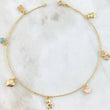 Wheat Anklet 3.15gr / 25.5cm (10.0in) / 1.4mm Pink Bear-Heart-Blue Bear-Heart 18K Yellow Gold