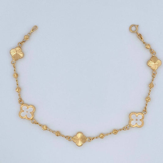 Pulso Trebol 3.9gr / 7 1/2 in / 3mm Oro Amarillo 18K %