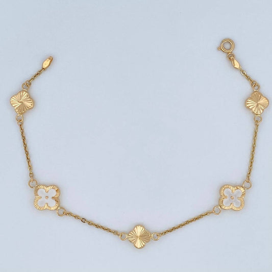 Pulso Trebol Aro Seguido 3.15gr / 7 1/4 in / 1.3mm Oro Amarillo 18K %