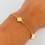 Pulso Trebol Aro Seguido 3.15gr / 7 1/4 in / 1.3mm Oro Amarillo 18K %