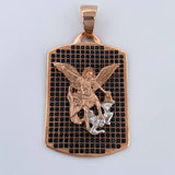 Dije San Miguel Arcangel 15.55gr / 2 1/4 in / Dos Oros Blanco Rosa 18K %