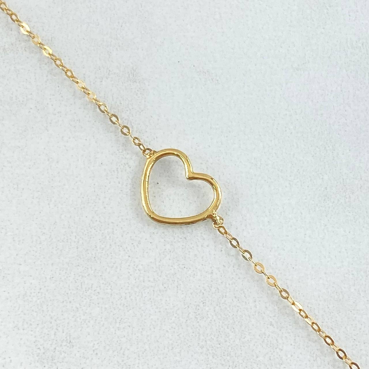 Classic Link Bracelet Heart 0.7gr / 14.5cm-17cm / Italian Special Yellow Gold 18K