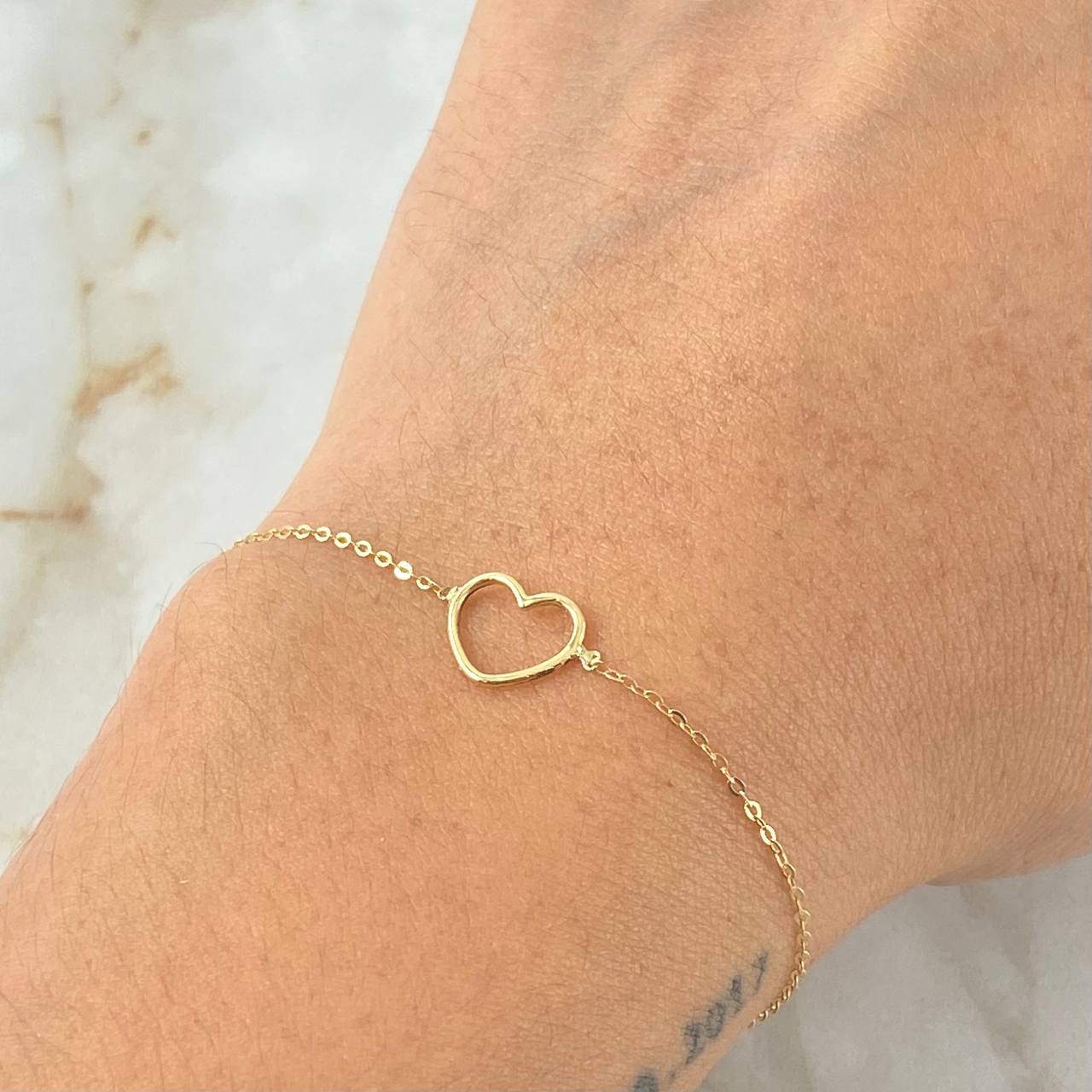 Classic Link Bracelet Heart 0.7gr / 14.5cm-17cm / Italian Special Yellow Gold 18K