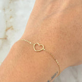 Classic Link Bracelet Heart 0.7gr / 15cm-17cm / Italian Special Yellow Gold 18K