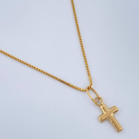 Set Cadena y Dije Veneciana + Cruz 1.85gr / 18 1/4 in / 0.8mm Oro Amarillo 18K %