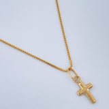 Set Cadena y Dije Veneciana + Cruz 1.85gr / 18 1/4 in / 0.8mm Oro Amarillo 18K %