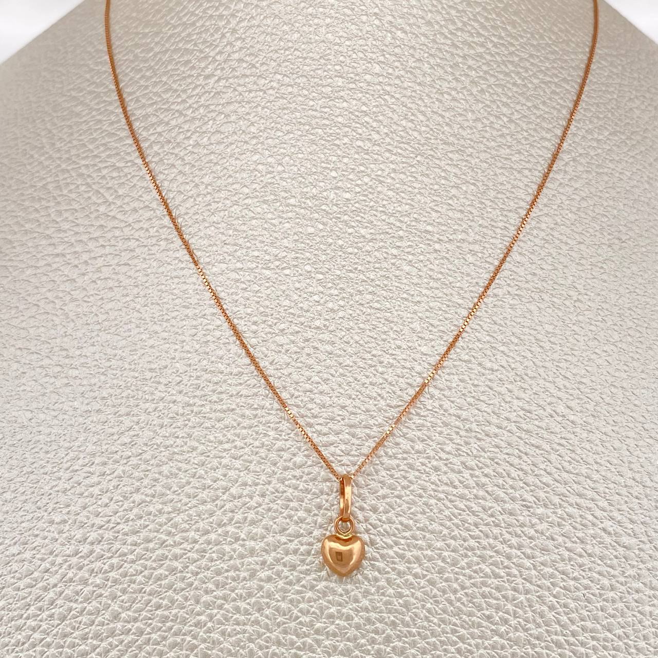 Set Cadena y Dije Veneciana + Corazon 1.45gr / 17 3/4 in / 0.6mm Oro Rosa 18K %