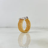 Bear Mesh Ring 7.7gr / Size 6 3/4 / White Zircons Two-tone White and Rose Gold