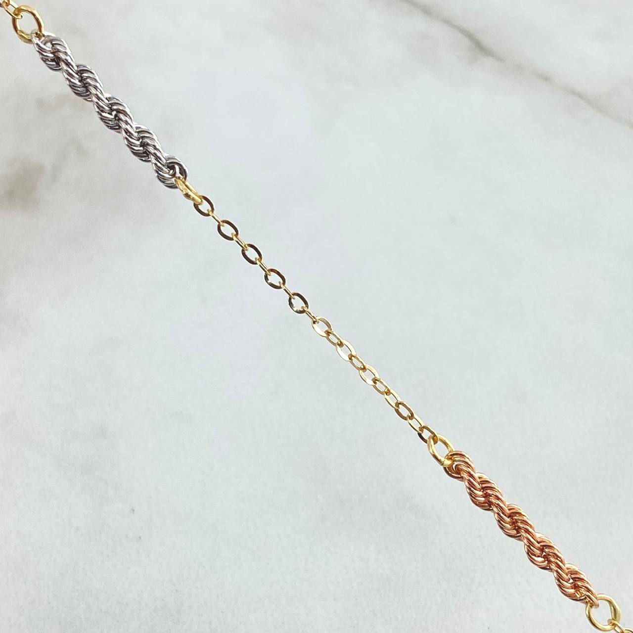 Rope Bracelet Classic Link 1.2gr / 17cm-20cm / Three Italian Spanish Golds 18K