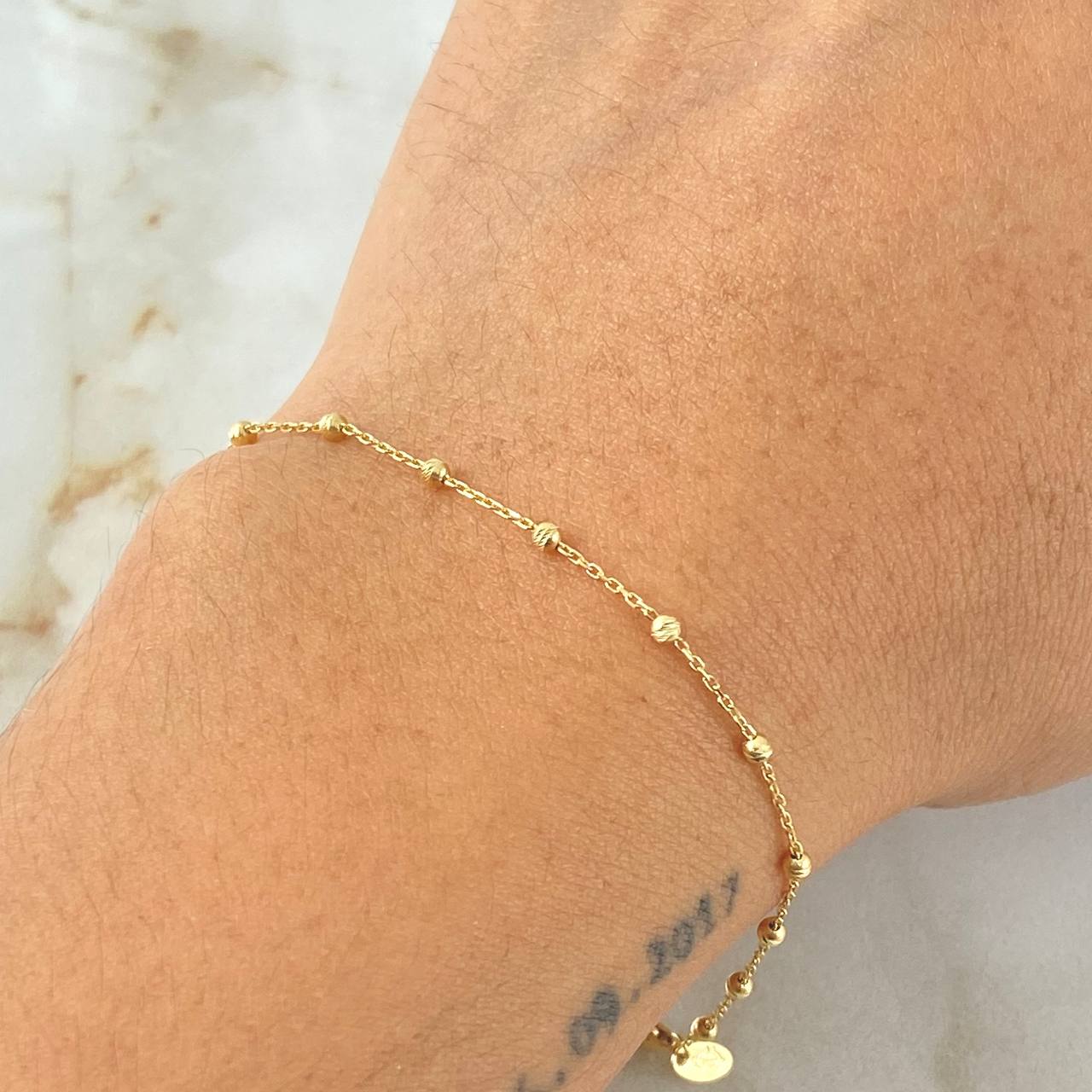 Military Type Bracelet 1.3gr / 17cm-19cm / Italian Spanish Yellow Gold 18K ©