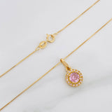 Set Cadena Veneciana + Dije Halo Circulo / 2.15 g / 17 3/4 in Oro Amarillo 18K