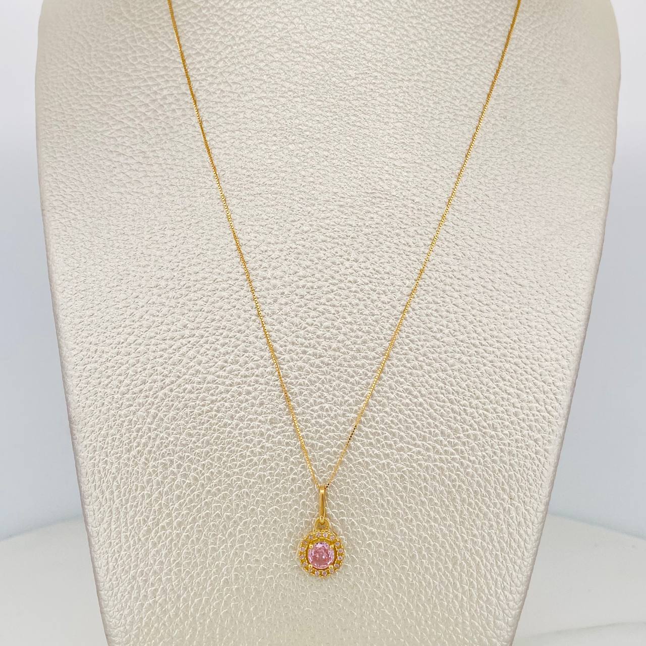 Set Cadena Veneciana + Dije Halo Circulo / 2.15 g / 17 3/4 in Oro Amarillo 18K