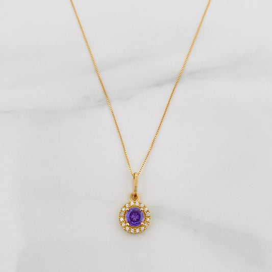 Set Cadena Veneciana + Dije Halo Circulo / 2.15 g / 17 3/4 in Oro Amarillo 18K