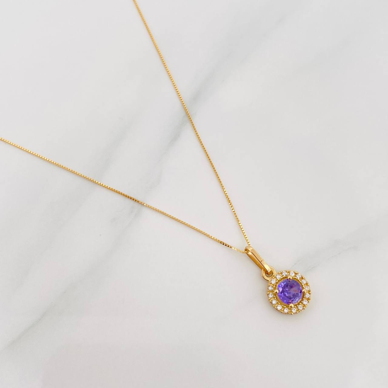 Set Cadena Veneciana + Dije Halo Circulo / 2.15 g / 17 3/4 in Oro Amarillo 18K
